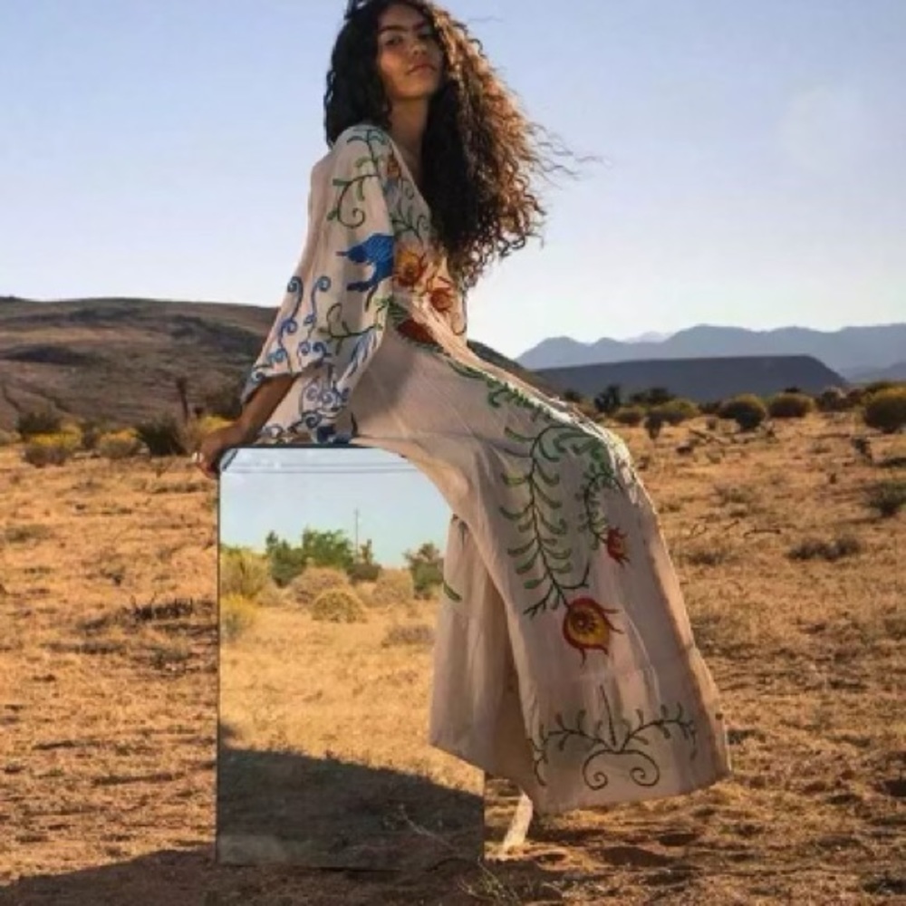 Bohemian Embroidered Hearts Magic Long Maxi Gown In White, 5 Star ⭐️ Favorite - Picture 10 of 15